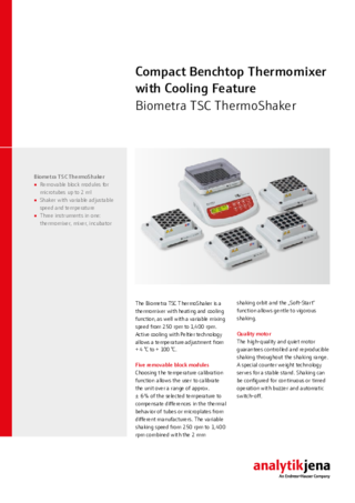 Flyer Biometra TSC ThermoShaker – Compact Benchtop Thermomixer with Cooling Feature (English)