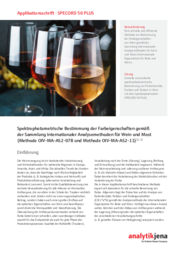 Spektrophotometrische Bestimmung der Farbeigenschaften gemäß der Sammlung internationaler Analysemethoden für Wein und Most (DE)