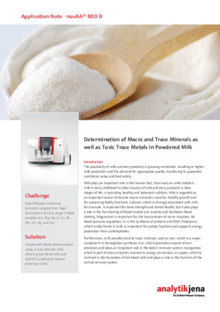 Determination of Hg and As in milk powder