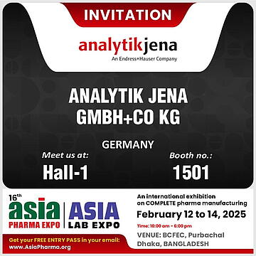 Invitation ASIA PHARMA EXPO: Analytik Jena - Hall 1, Booth 1501