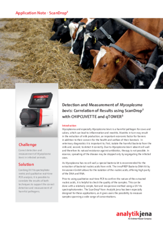 Detection and Measurement of Mycoplasma bovis: Correlation of Results using ScanDrop² with CHIPCUVETTE and qTOWER³ (EN)